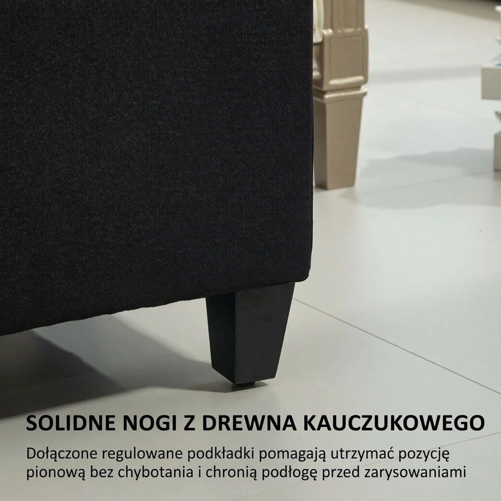 HOMCOM Ławka tapicerowana z miejscem na przechowywanie czarna do przedpokoju salonu 100x40x44 cm | Aosom PL
