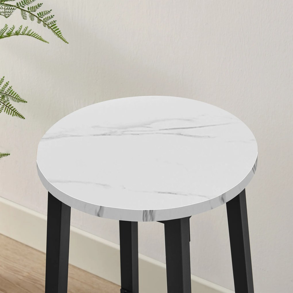 Taboret barowy hoker - marmur / nogi czarne