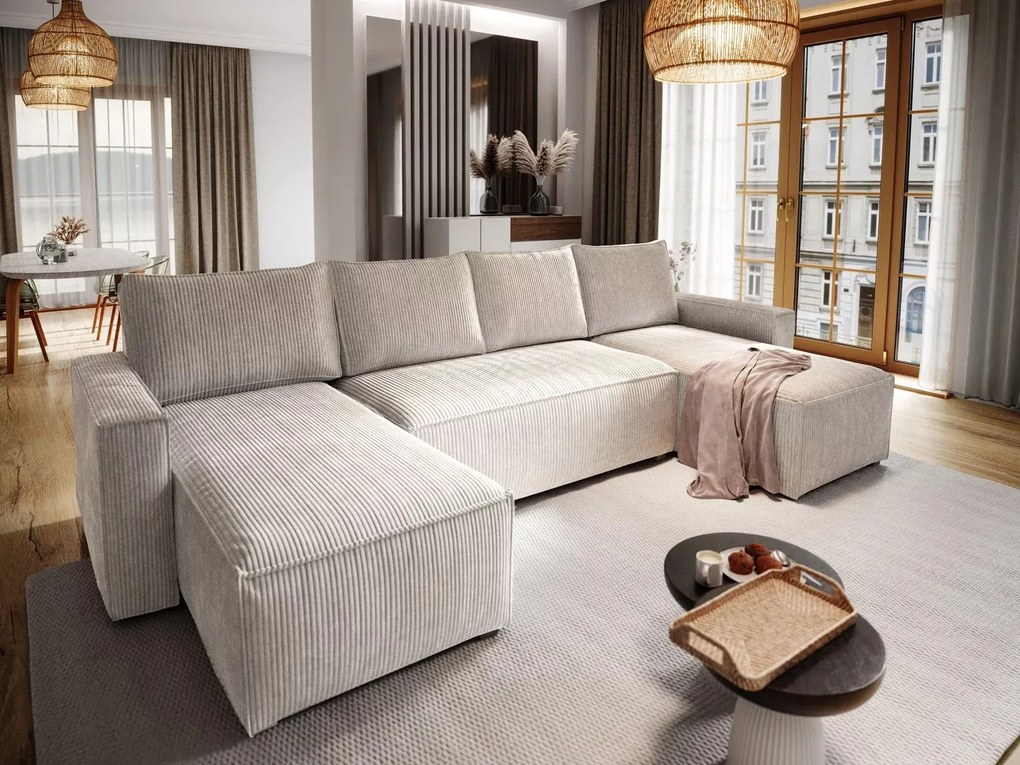 Narożnik w kształcie U SMART COSARO 295x140 cm, kremowy