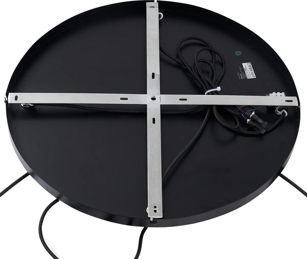 Lampa wisząca Art Deco czarna z okrągłym przydymionym szkłem 4-źródła światła - Bao