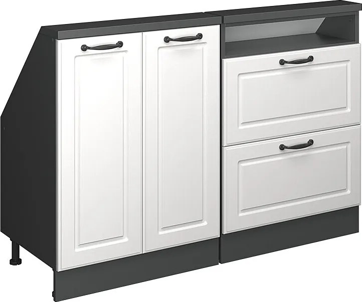 Zestaw szafek na dach skośny biały dworek/antracyt 120x46x81.6 rion