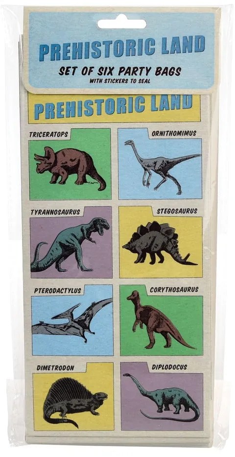 Torebki prezentowe zestaw 6 szt. 5x12 cm Prehistoric Land – Rex London