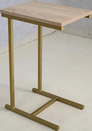 Stolik boczny glamour złoty + dąb sonoma H5-K75