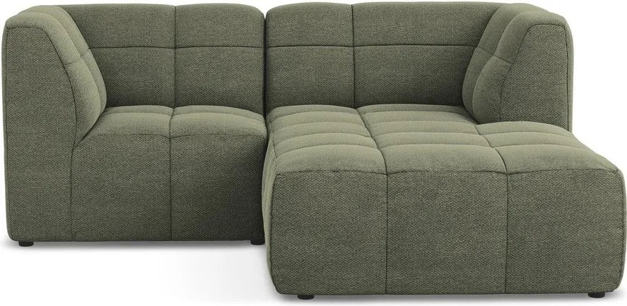 Zielony narożnik z materiału bouclé (prawostronny/z szezlongiem) Aloha – Makamii