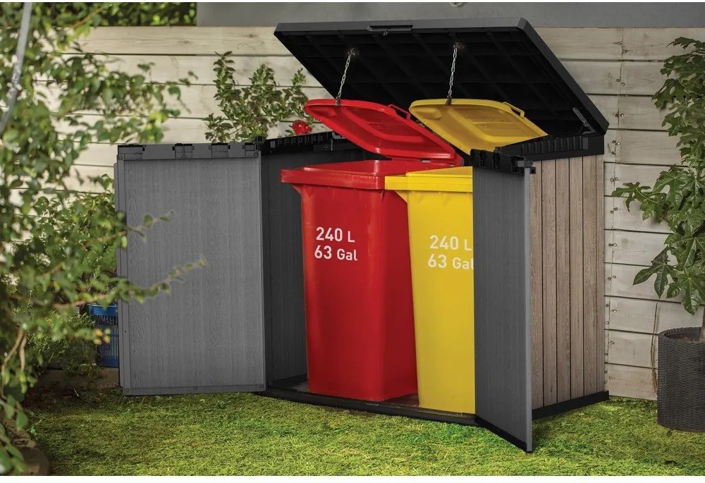 Brązowa plastikowa skrzynia ogrodowa Deco – Keter