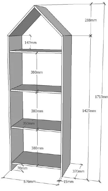 Biały regał w kształcie domku Vipack Casami, 57x171 cm
