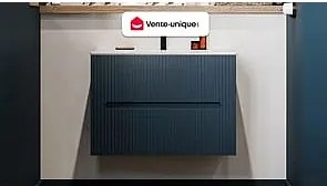 Szafka łazienkowa wisząca  ryflowana niebieska - 80 cm - PAVANI