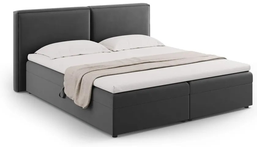 Ciemnoszare łóżko boxspring ze schowkiem 160x200 cm Arendal – Cosmopolitan Design