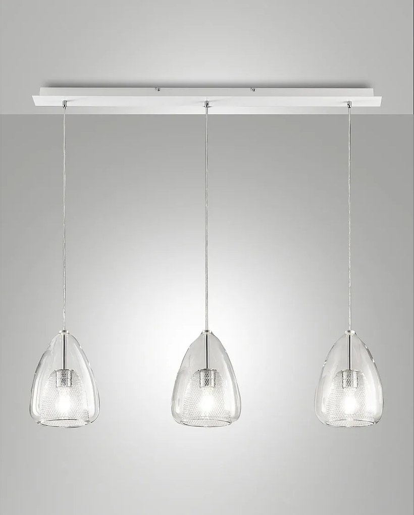 Lampa wisząca Britton z metalu i przezroczystego szkła borokrzemianowego, gniazdo E27, 3 x 40 W, nowoczesny i elegancki design do wnętrz, IP20