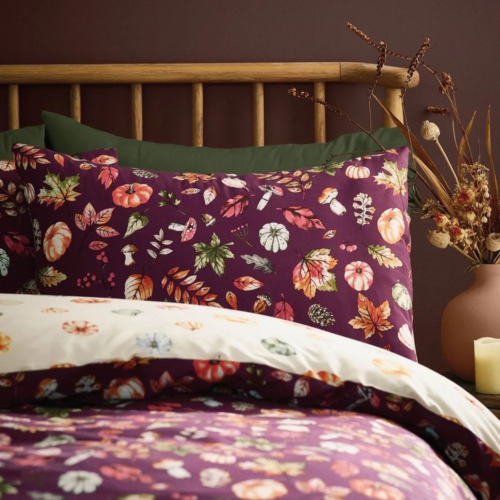 Fioletowa pościel dwuosobowa 230x220 cm Autumn Pumpkins – Catherine Lansfield