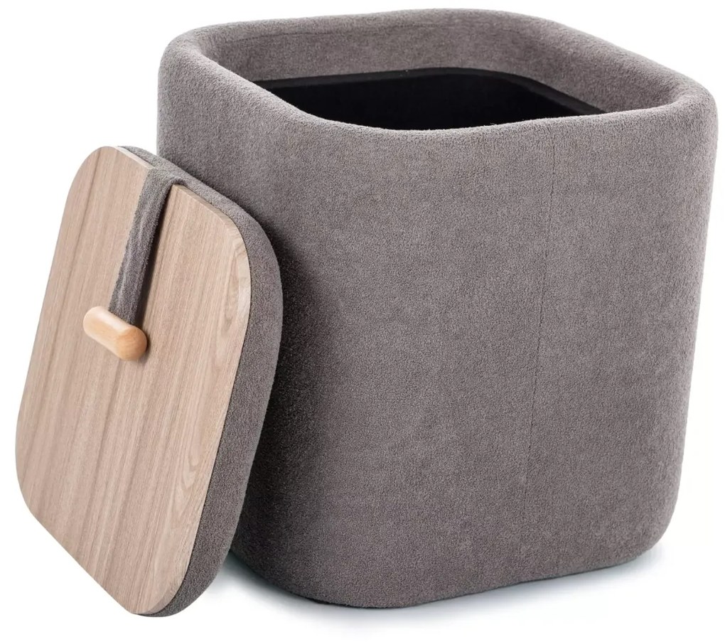 Szary taboret NAP z miejscem do przechowywania 37x37 cm
