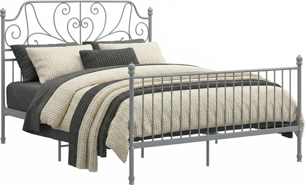 Szare metalowe łóżko w stylu loftowym 140x200 cm G4-W98