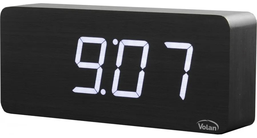 Duży zegar elektroniczny budzik led drewniany cyfrowy stojący termometr dat