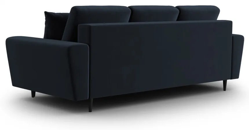 Ciemnoniebieska aksamitna rozkładana/ze schowkiem sofa 235 cm Kyoto – Cosmopolitan Design
