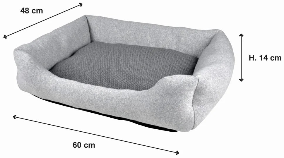 Jasnoszare legowisko dla psów 60x48 cm Graphene – Love Story