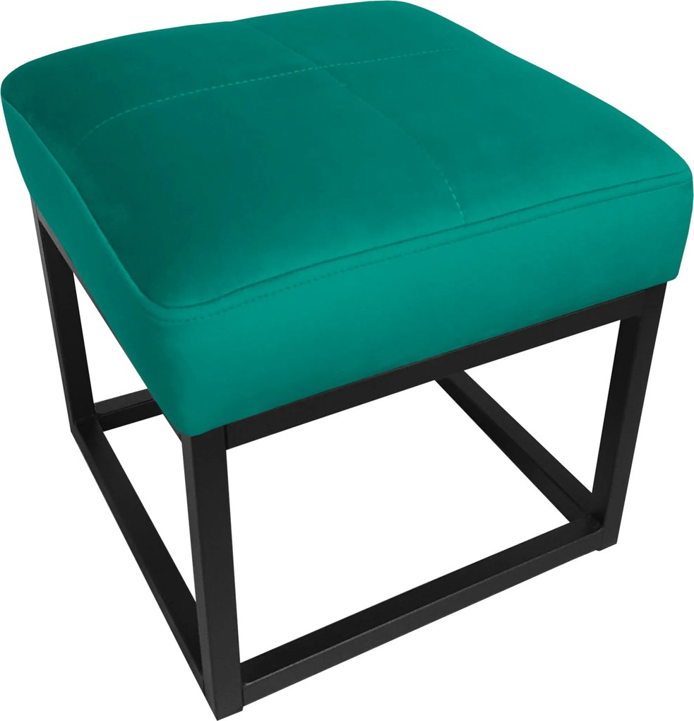 Pufa MAX tkanina Welur loft ławka podnóżek metal : Kolor Stelaża - Czarny , Kolor tkaniny - VELVET - MG20, Typ tkaniny - Velvet