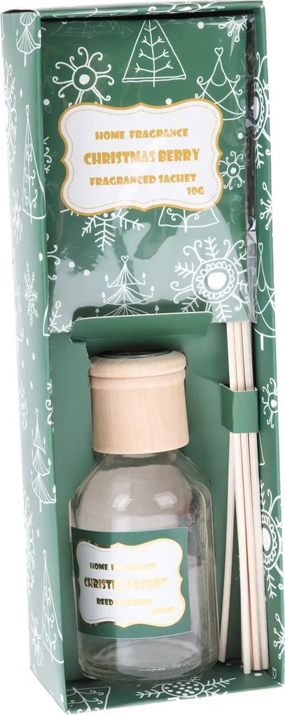 Zestaw upominkowy dyfuzor zapachowy Świąteczne jagody + woreczek zapachowy, 8,4 x 24,6 x 6,2 cm