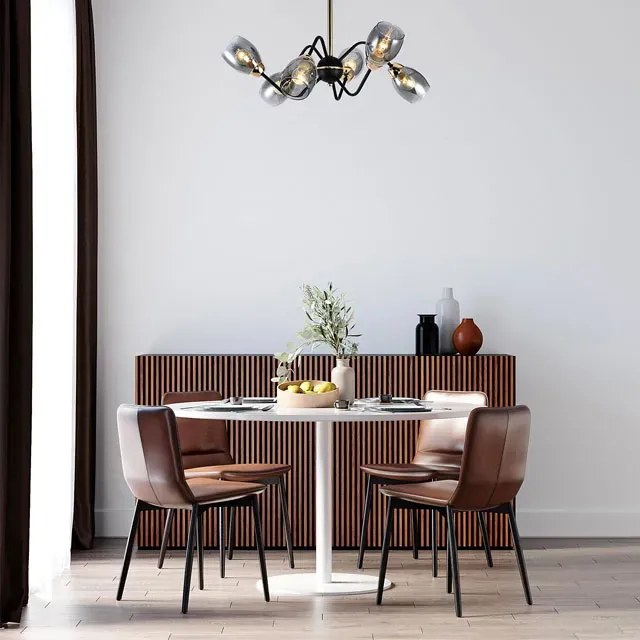 Czarno-złoty sześcioramienny żyrandol - A231 R6-T27