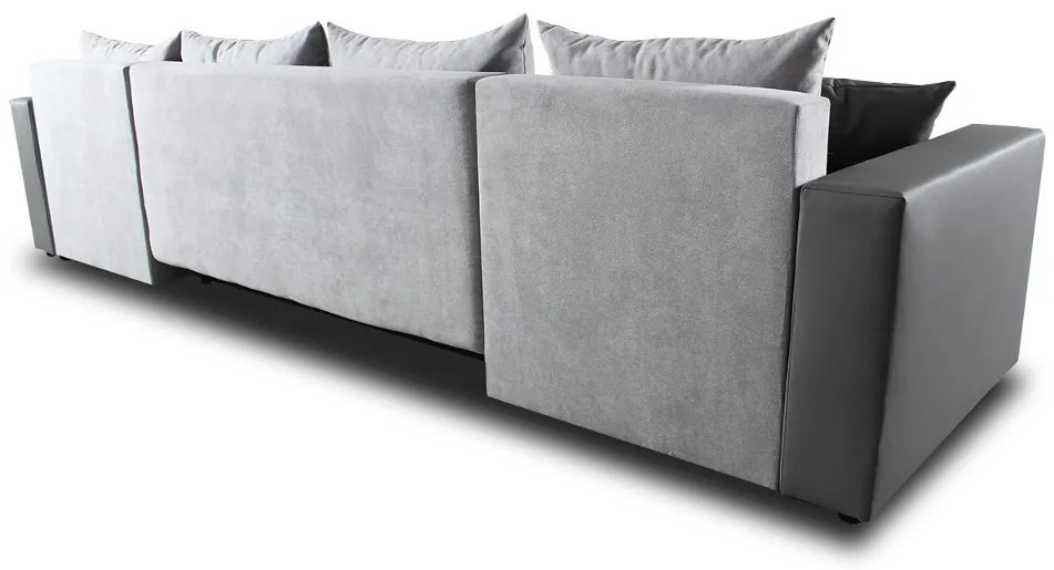 Przestronny narożnik U z funkcją spania - DUO, do dużego salonu, Szaro biały, wygoda i designerski styl