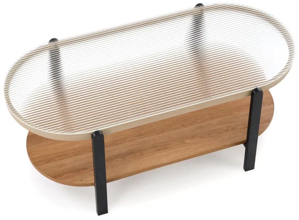 Ława owalna KAMALA 54x110 dąb naturalny/czarny HALMAR