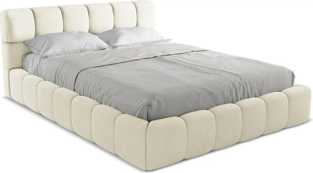 Łóżko 180 x 228 - z tkaniny szenilowej - beżowy - NALU