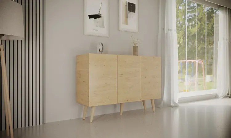 Skandynawska komoda na nóżkach dąb artisan - Dubby 3X