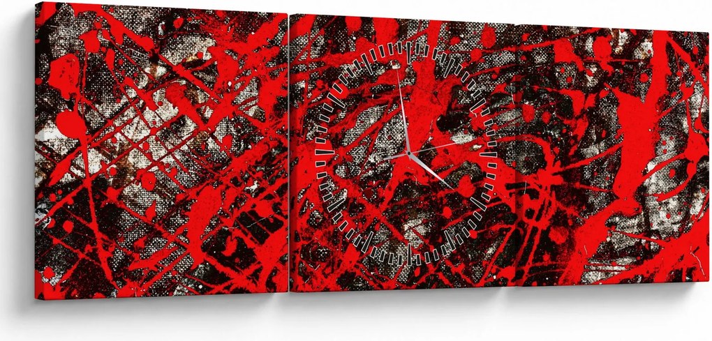 Obraz - Ekspresyjna abstrakcja (z zegarem) (90x30 cm)