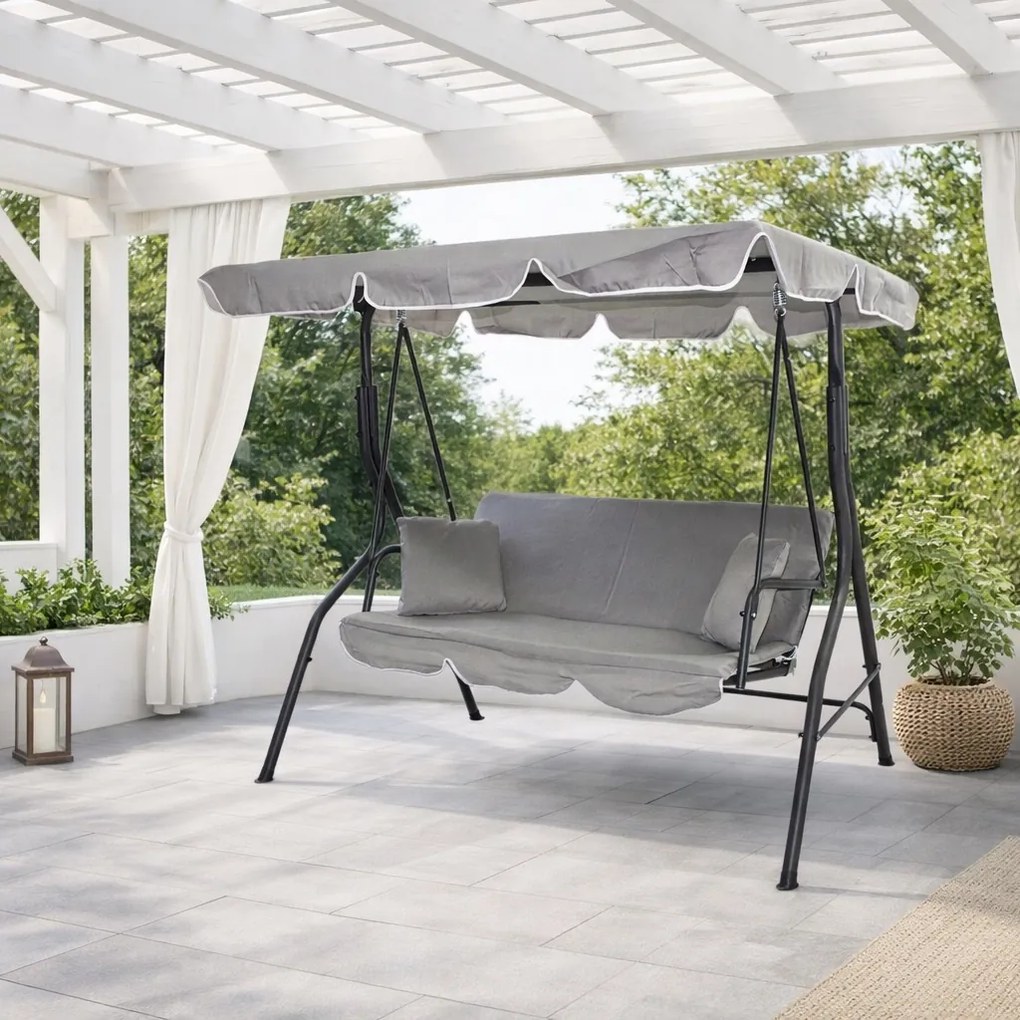 Huśtawka ogrodowa 3-osobowa Puerto MAS-4003A, jasnoszara