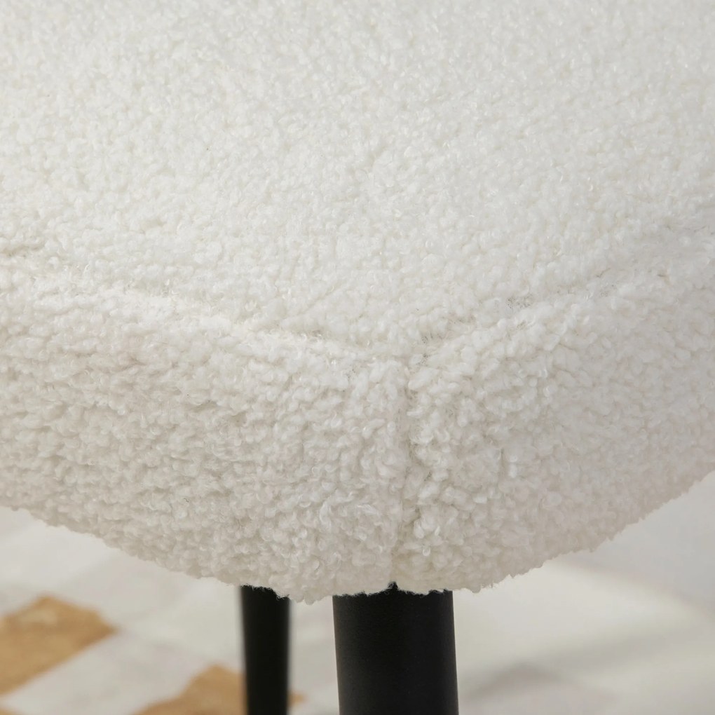 HOMCOM Pufa Kwadratowa do Makijażu Kaszmir Kremowobiały 42x42x47cm | Aosom PL