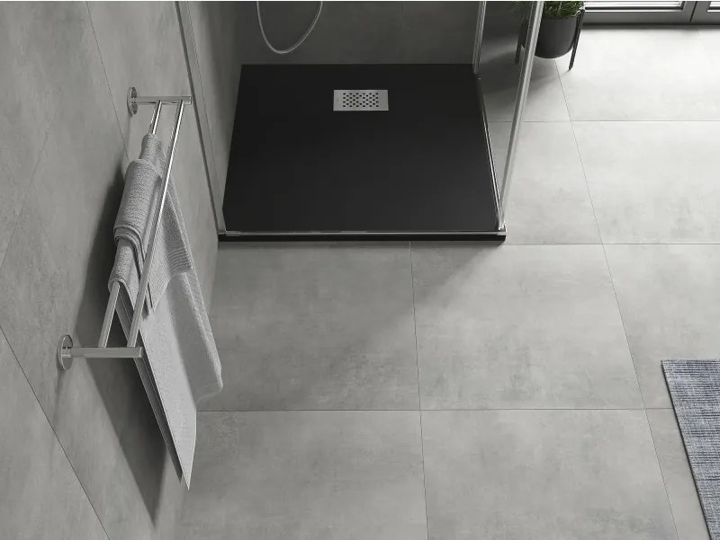 Mexen Hugo brodzik kwadratowy SMC 90 x 90 cm, czarny, maskownica inox - 42709090-X