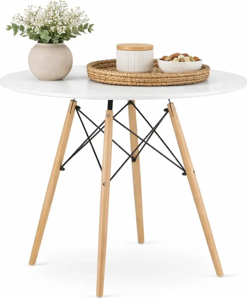 Okrągły Stół Biały Do Jadalni W Stylu Skandynawskim P2-D16