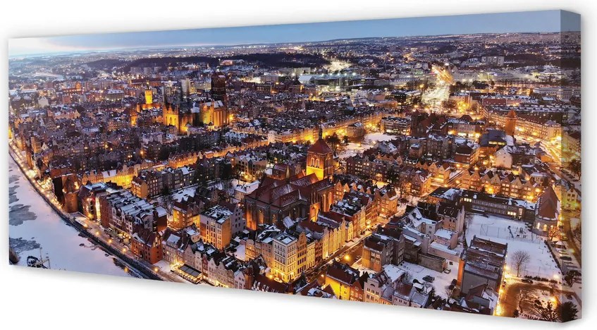 Obraz na płótnie Zimowy Gdańsk nad Motławą