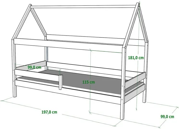 Zielone drewniane łóżko sosnowe dla dziecka - Cubis 3X 190x90 cm