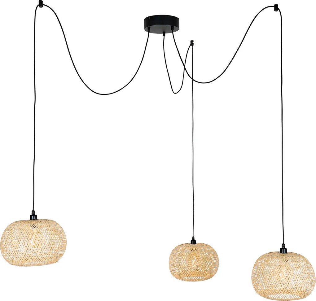Orientalna Zewnętrzna Bambusowa Lampa Wisząca 3-punktowa IP44 - Rafael