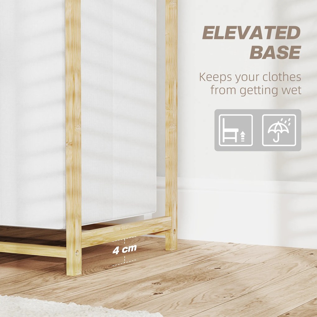 HOMCOM Kosz na pranie bambusowy z pojemnikiem szuflada materiałowy worek 70x36x70 cm do łazienki organizer na bieliznę drewno | Aosom PL