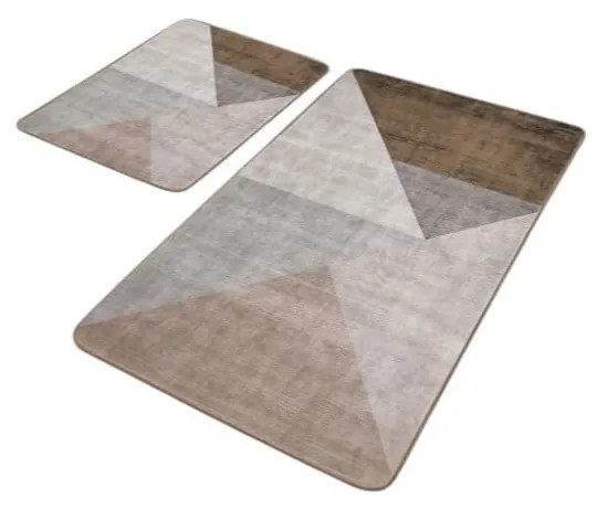 Szaro-brązowe aksamitne dywaniki łazienkowe zestaw 2 szt. 60x100 cm – Mila Home