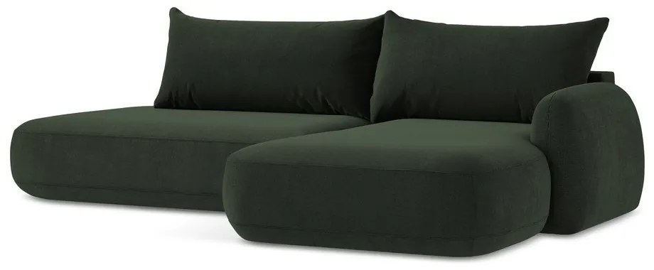 Ciemnozielony rozkładany narożnik (prawostronny/z szezlongiem) Hale – Makamii