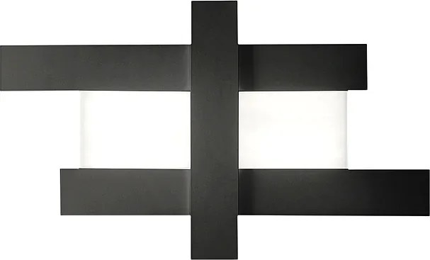 Kinkiet LED 50W w kolorze czarnym, nowoczesny design - geometryczna konstrukcja stalowa, ciepłe światło 3000K, 2620 lm, szerokość 104 cm, IP20