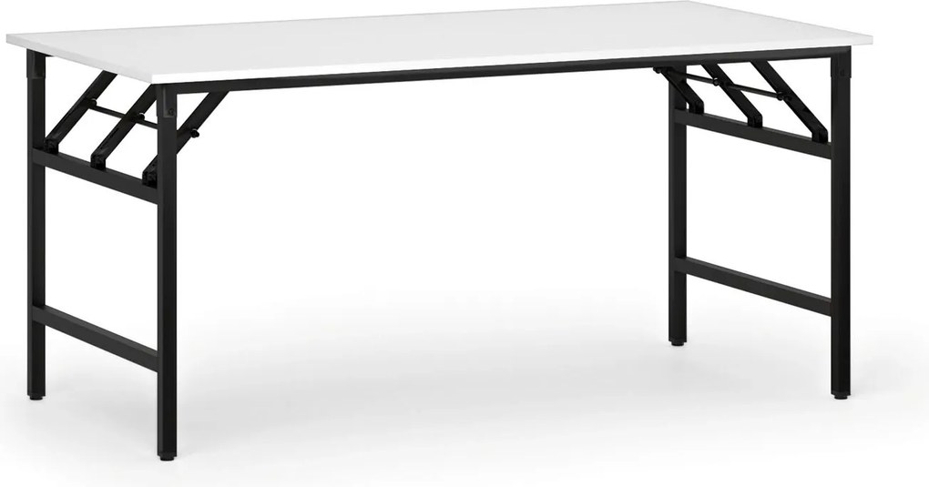 Stół konferencyjny FAST READY, 160x80 cm, czarna podstawa, biały