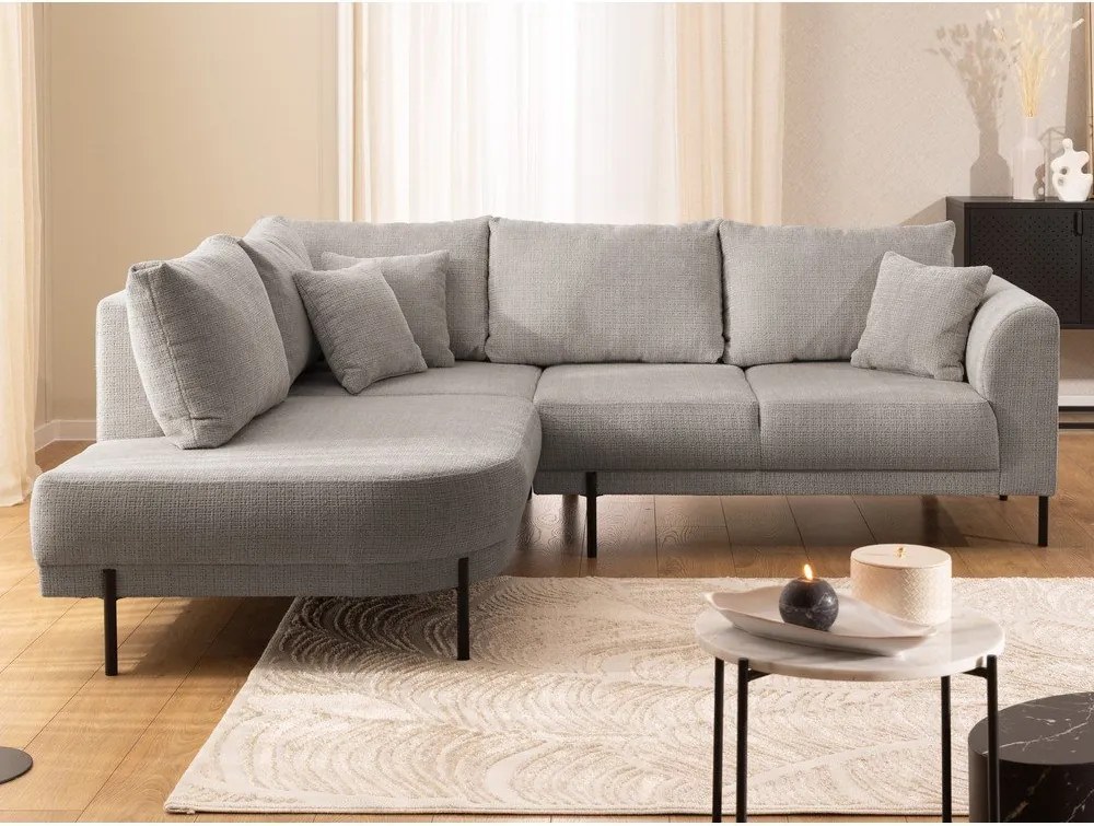 Szarobrązowy narożnik z tkaniny szenilowej (lewostronny/w kształcie litery L) Mauris – Ropez