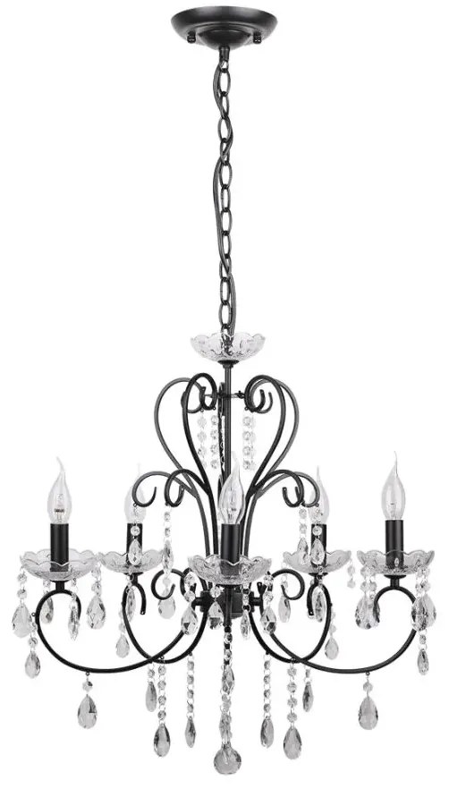 Żyrandol czarny z kryształami P6-C79