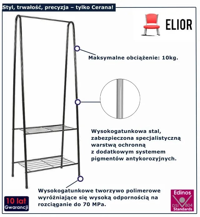 Minimalistyczny czarny wieszak na ubrania G4-G30