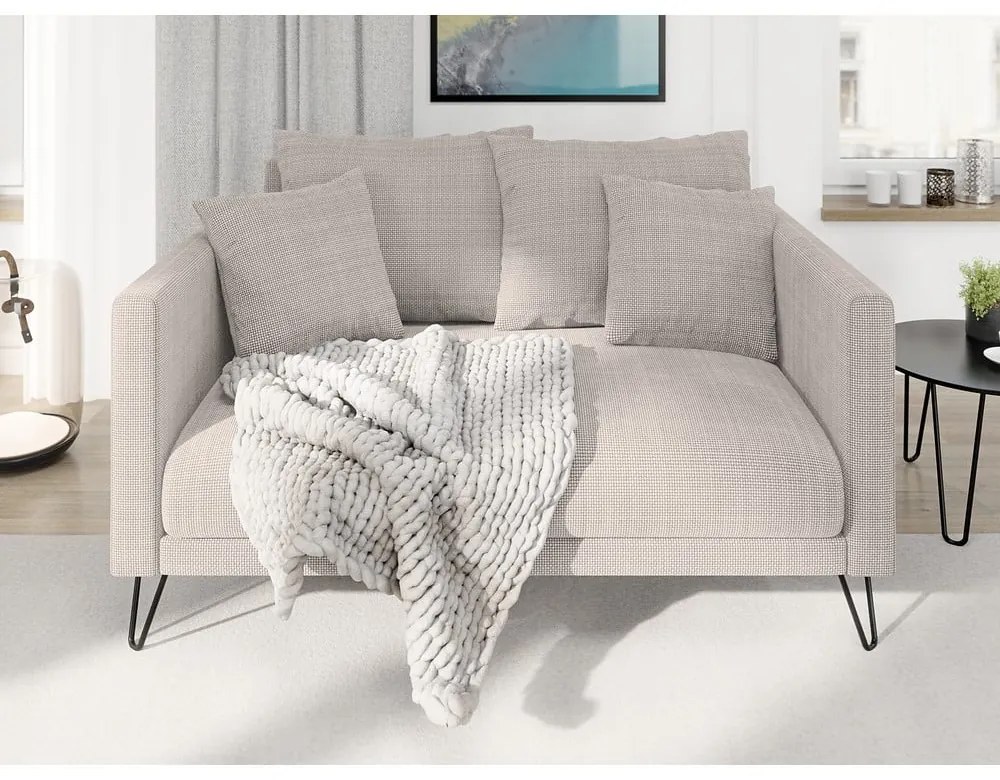 Jasnobrązowa sofa z tkaniny szenilowej 140 cm Freya – Ropez