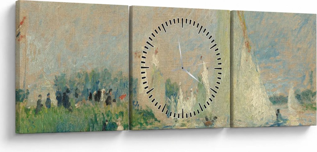 Obraz - Auguste Renoir, Regatta at Argenteuil, reprodukcje (z zegarem) (90x30 cm)