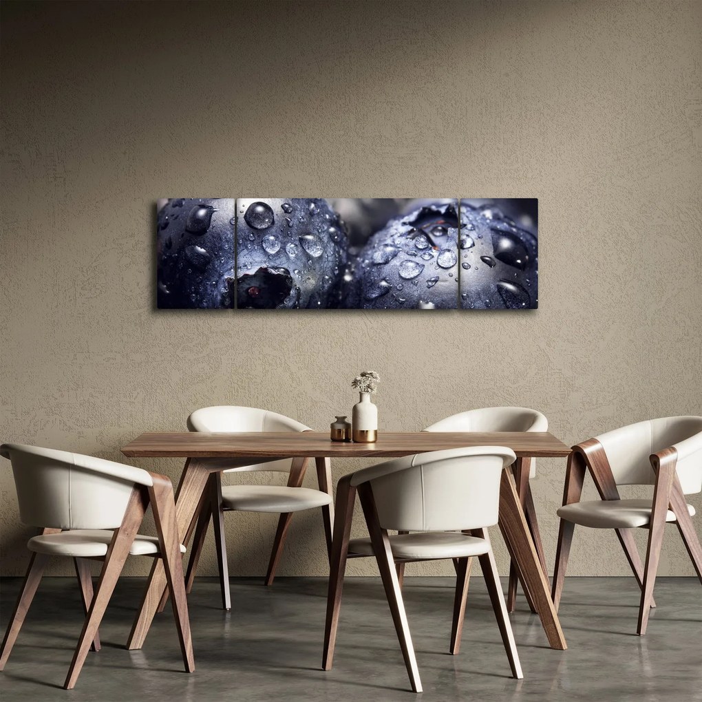 Obraz owoców z kroplami wody (170x50 cm)