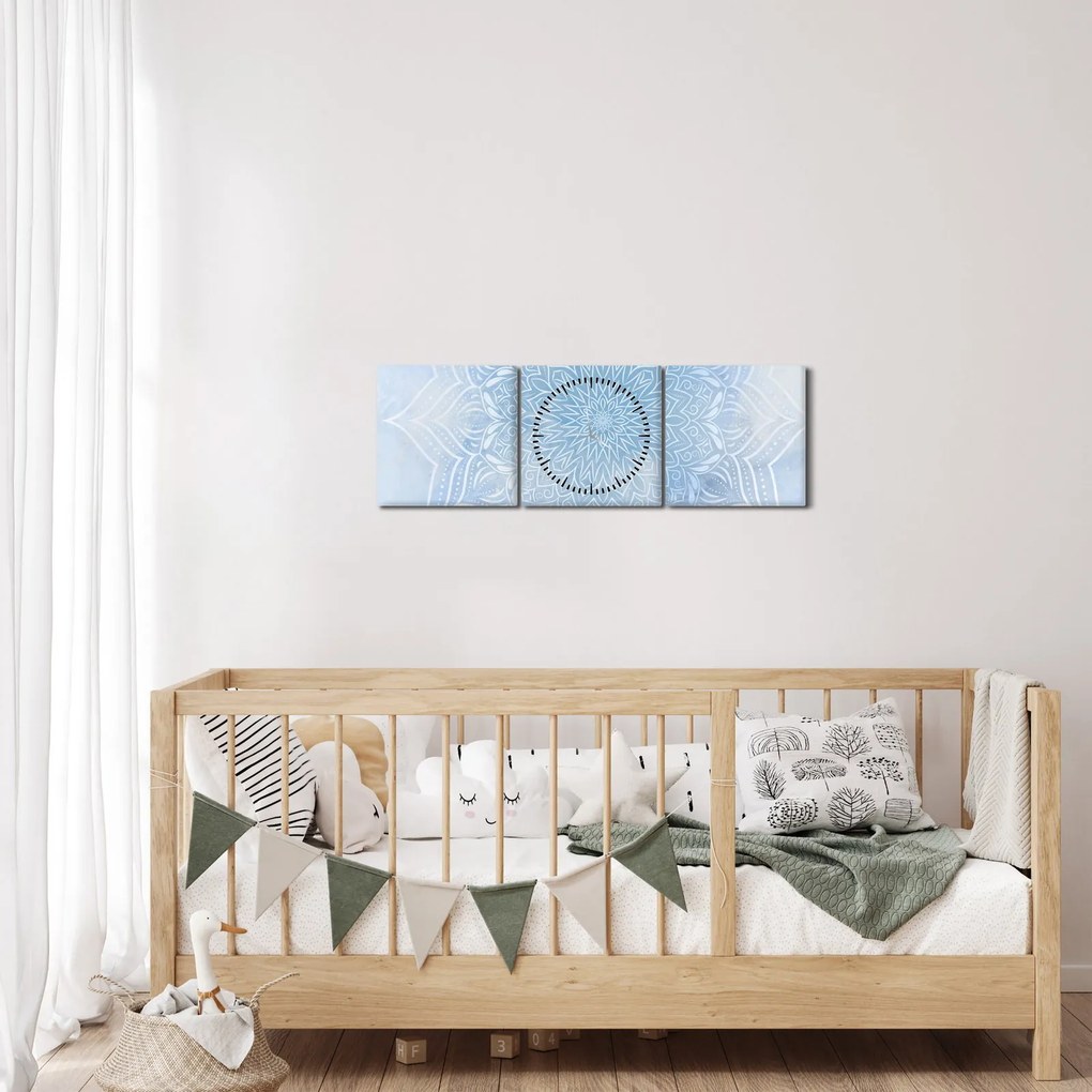Obraz - Zimowa mandala (z zegarem) (90x30 cm)