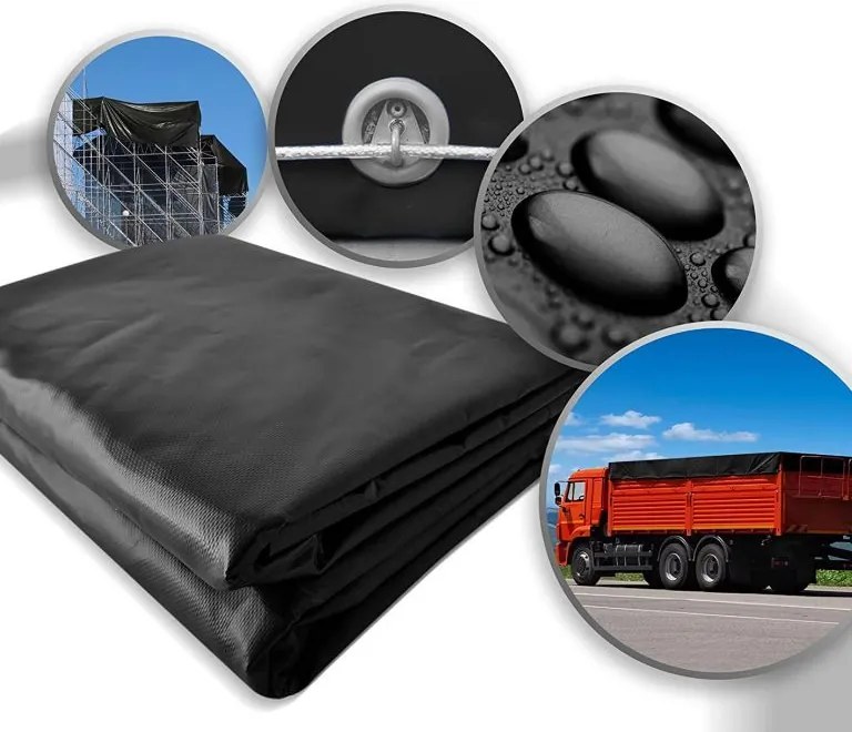 JAGO Plandeka 650 g/m², aluminiowe oczka, czarna, 4 × 8 m