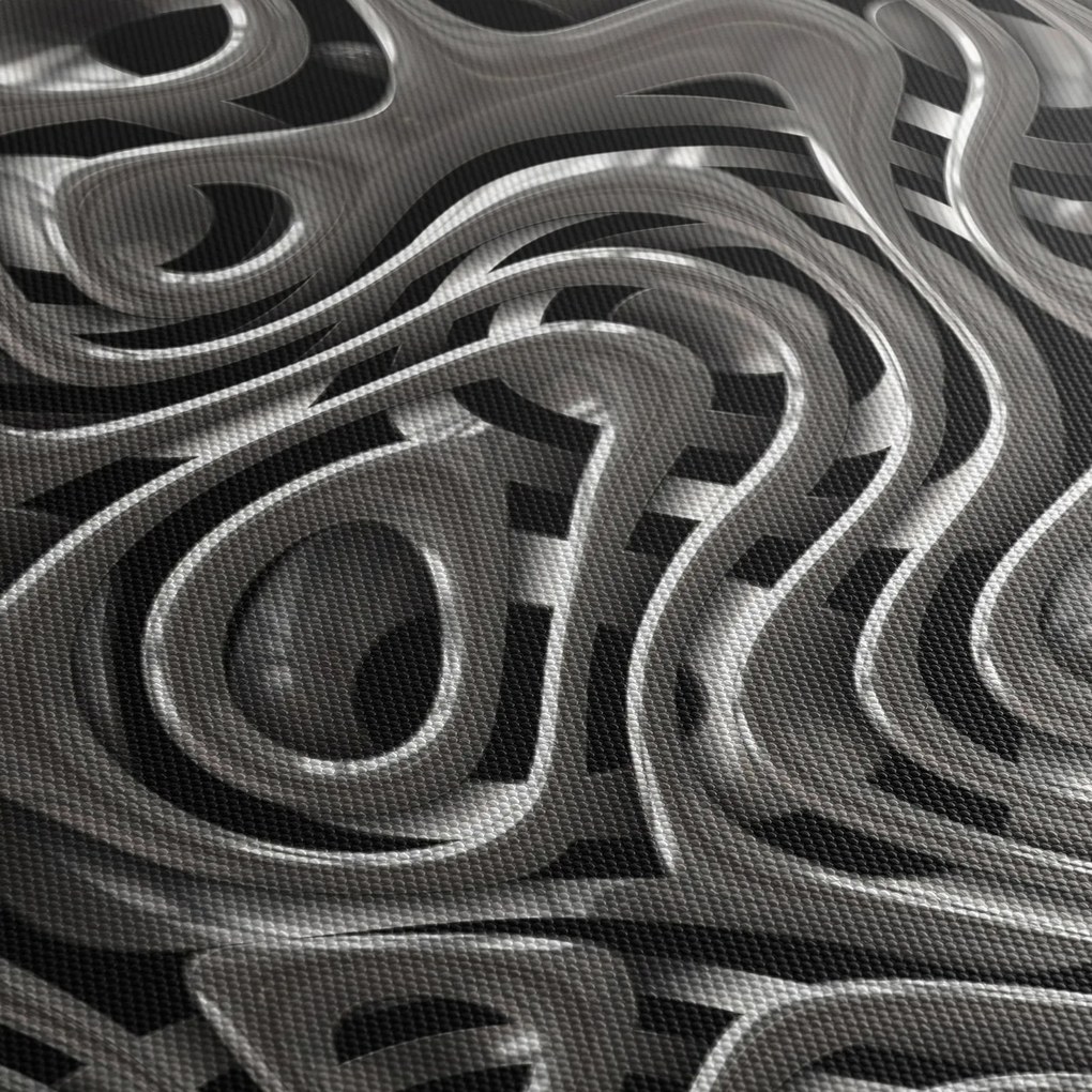 Obraz - Metaliczna abstrakcja (z zegarem) (90x30 cm)