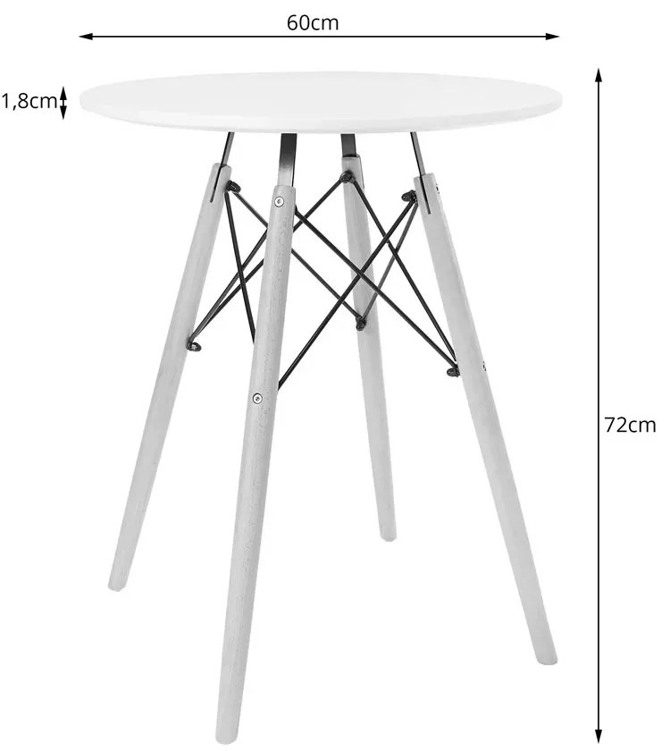 Zestaw stół kuchenny jesion 60 cm z 2 krzesłami - Osato 3X 2 kolory