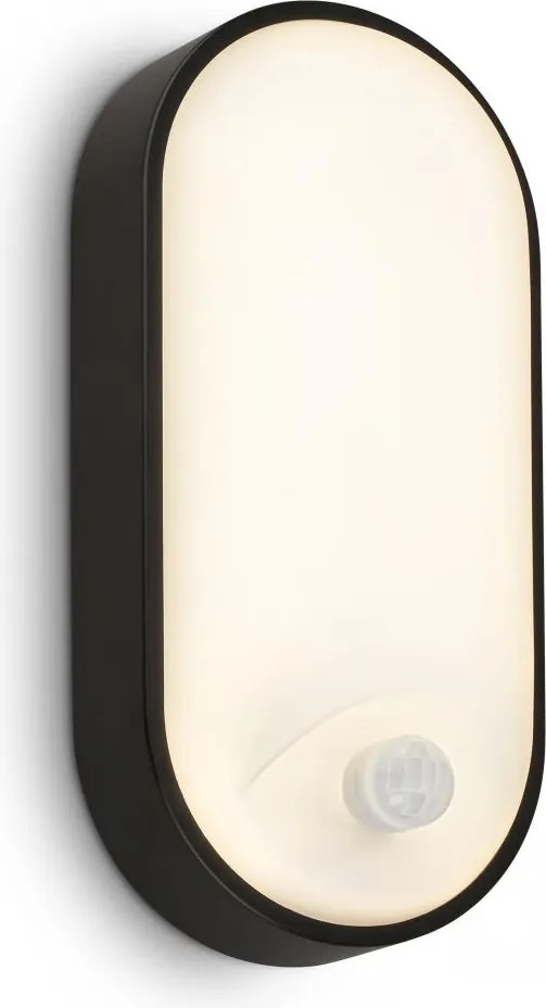 Brilo - Zewnętrzny kinkiet LED z czujnikiem ruchu LED/12W/230V IP65 czarny